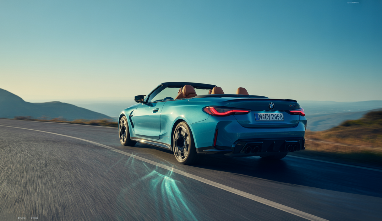 Image artistique et détaillée de la BMW M4 Convertible 2025.
