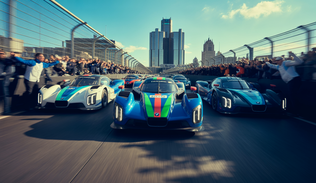 BMW Motorsport célèbre sa victoire au Grand Prix IMSA 2025 à Detroit.