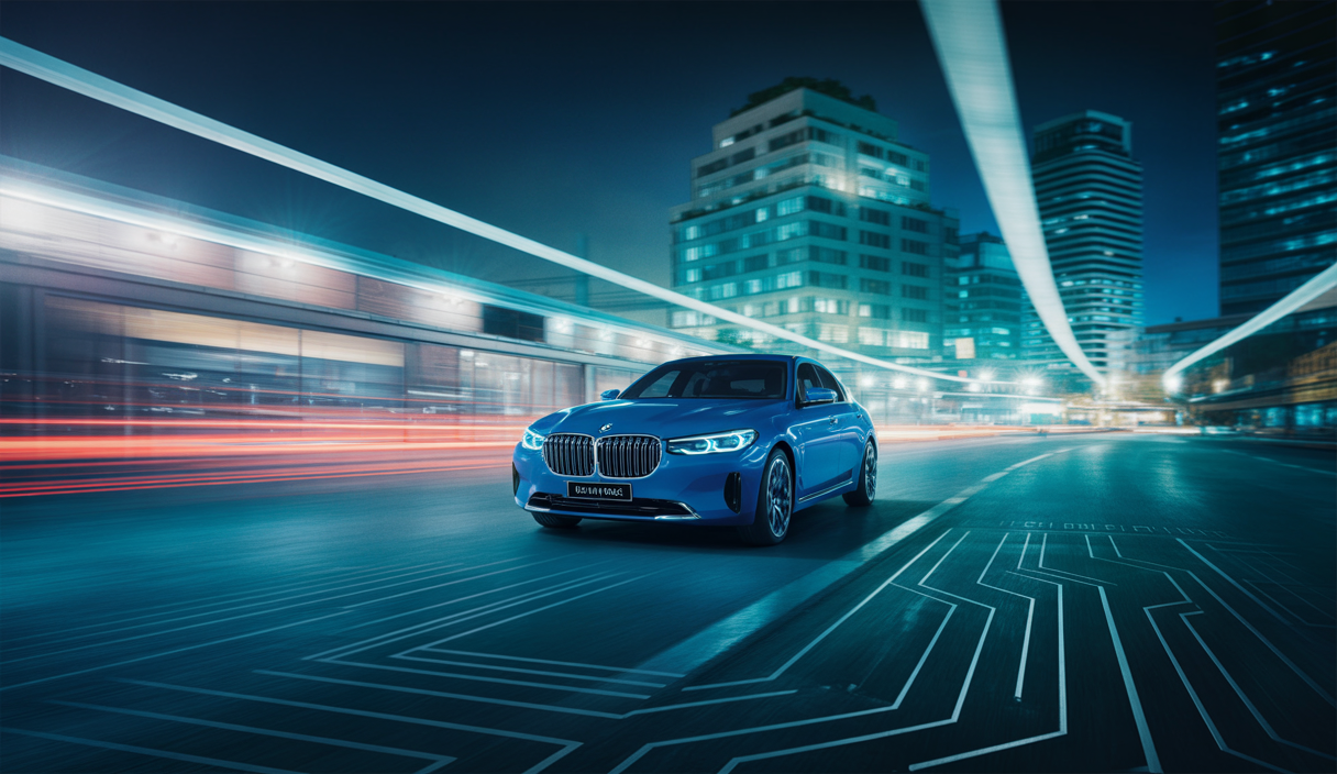 Illustration futuriste de la BMW Neue Klasse, incarnant l'innovation électrique
