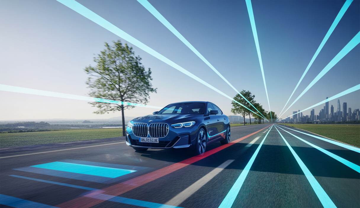 Illustration futuriste de la Neue Klasse de BMW, véhicule électrique révolutionnaire.