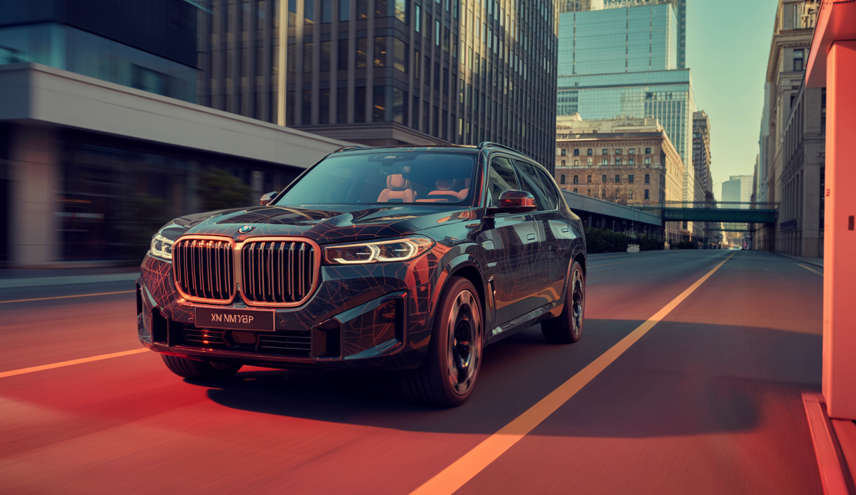 Illustration haute en couleur d'un SUV de luxe BMW XM 2025 personnalisé par Mansory