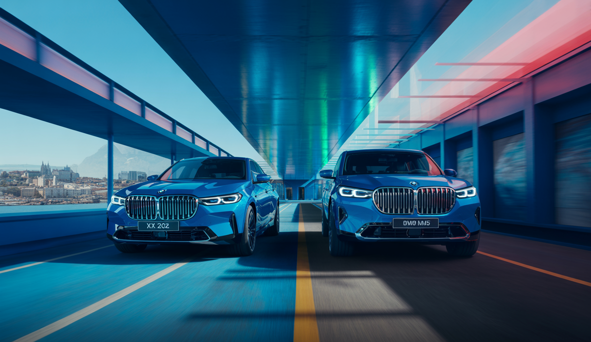 Design futuriste des prototypes BMW iX3 2026 et G90 M5