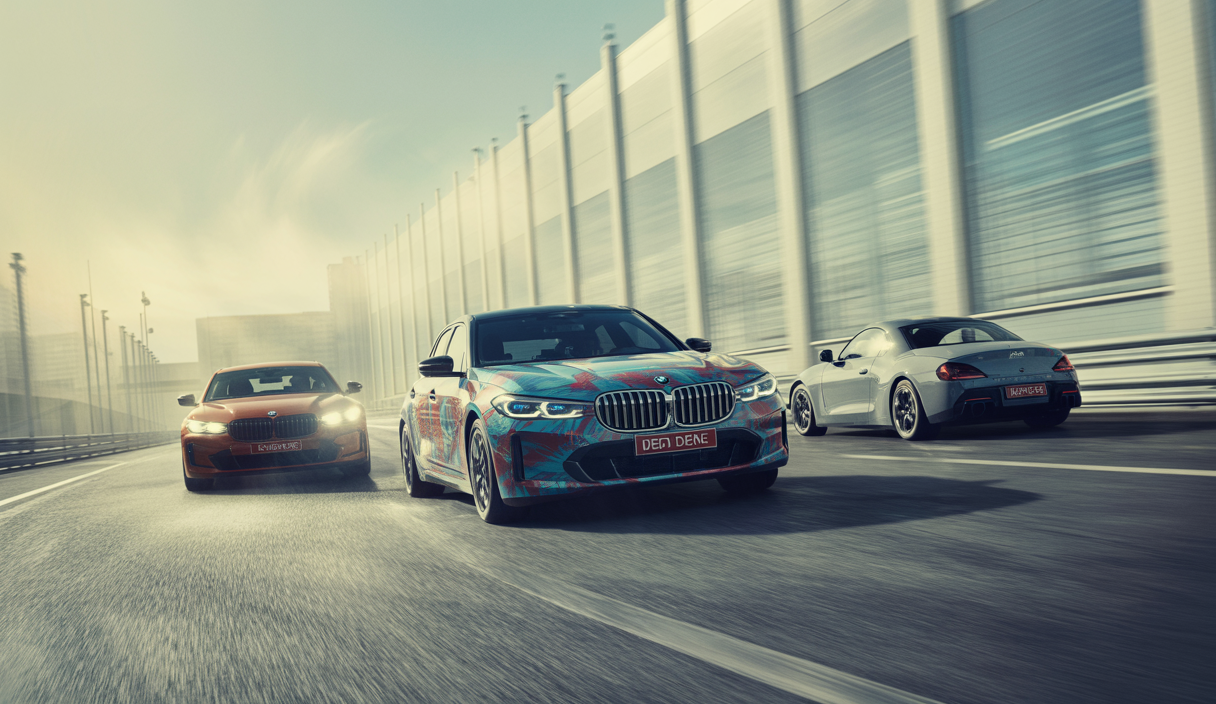 Illustration artistique de la performance dynamique de BMW aux 24 Heures du Mans 2025