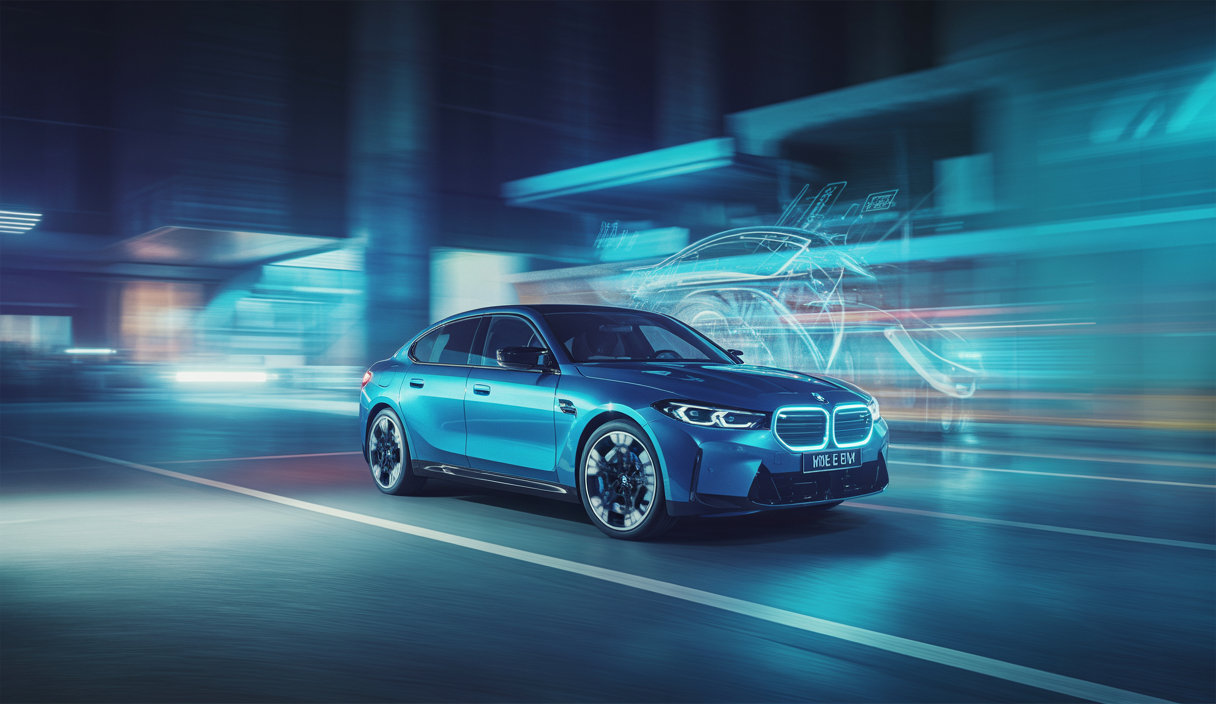 Prototype de la BMW M3 EV en démonstration, illustrant ses innovations technologiques.