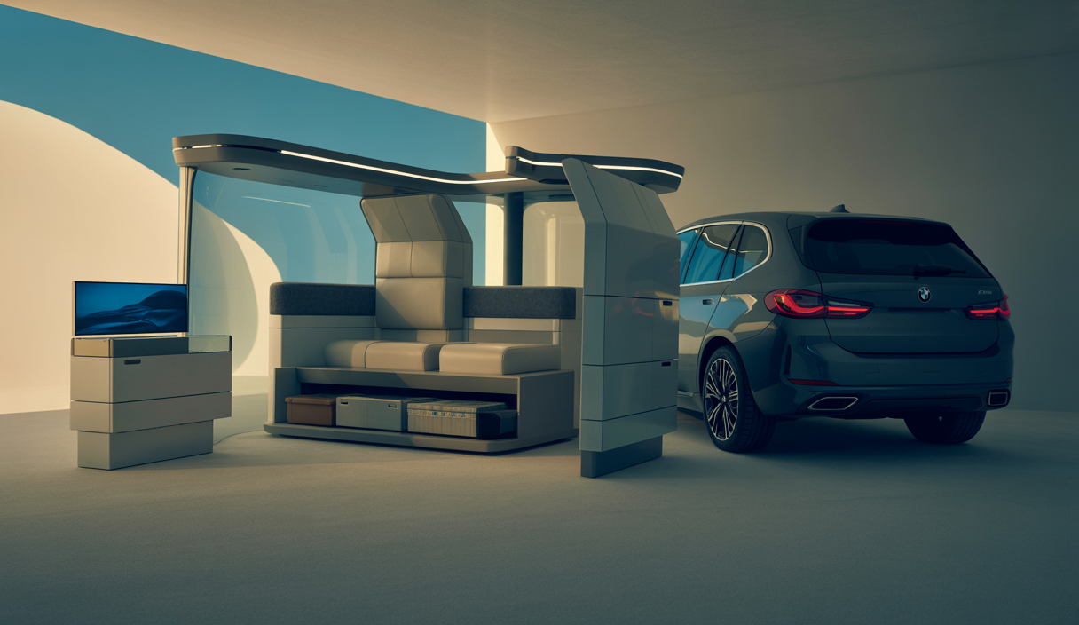 Intérieur de voiture BMW avec solutions de rangement innovantes